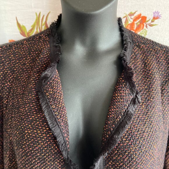 AnneTaylor Factory Red and Black Open Front Cardigan XL - Picture 2 of 9